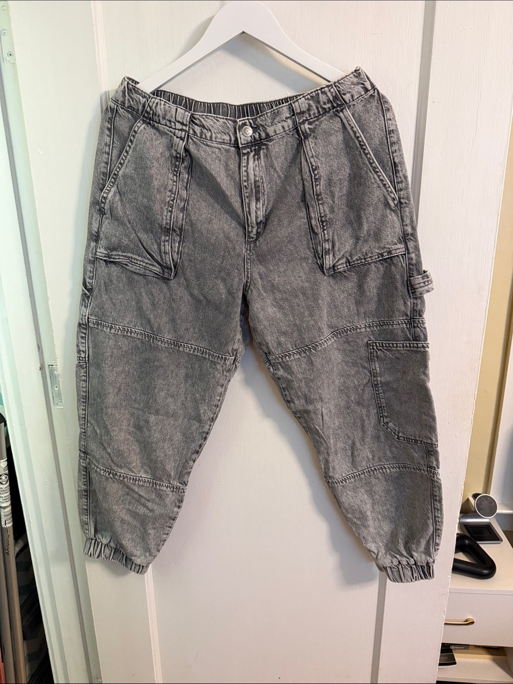 AllSaints Gray Washed Relaxed Utility Jeans